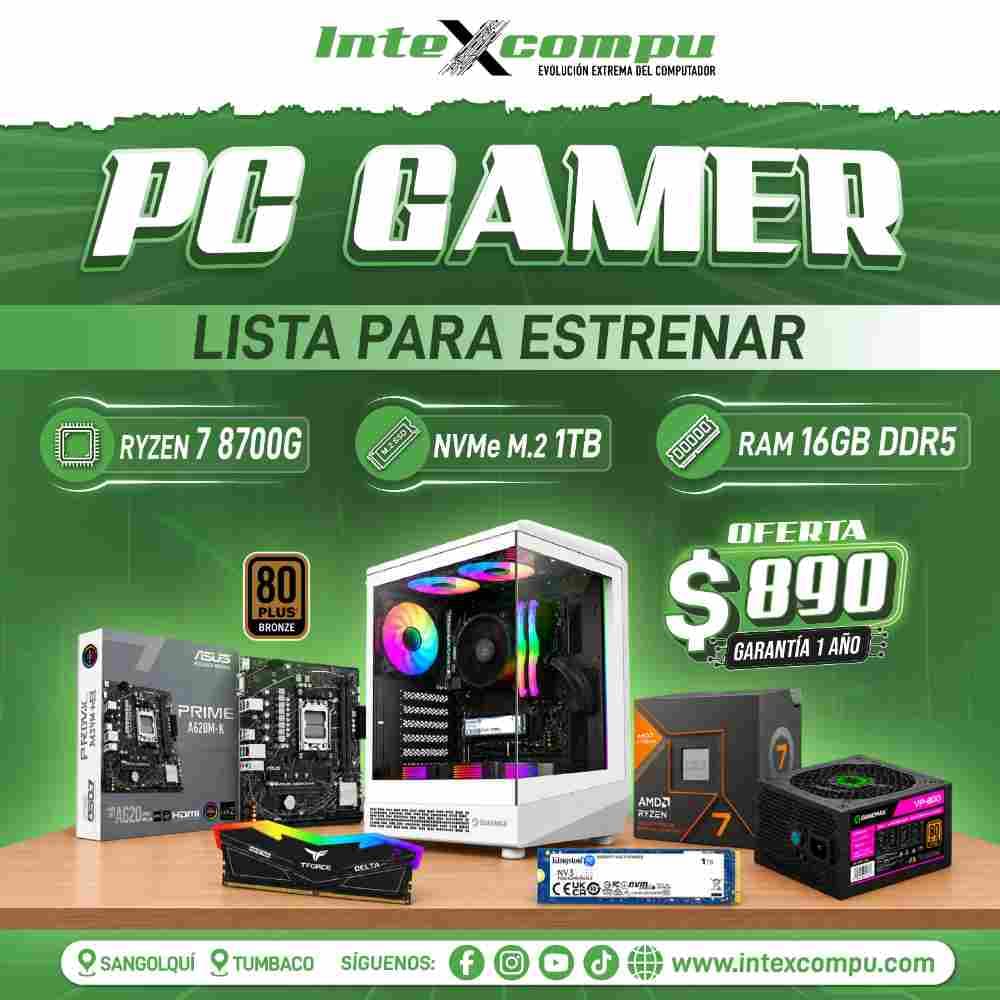 PC Gamer Ryzen 7 8700G con 16GB DDR5 y SSD 1TB
